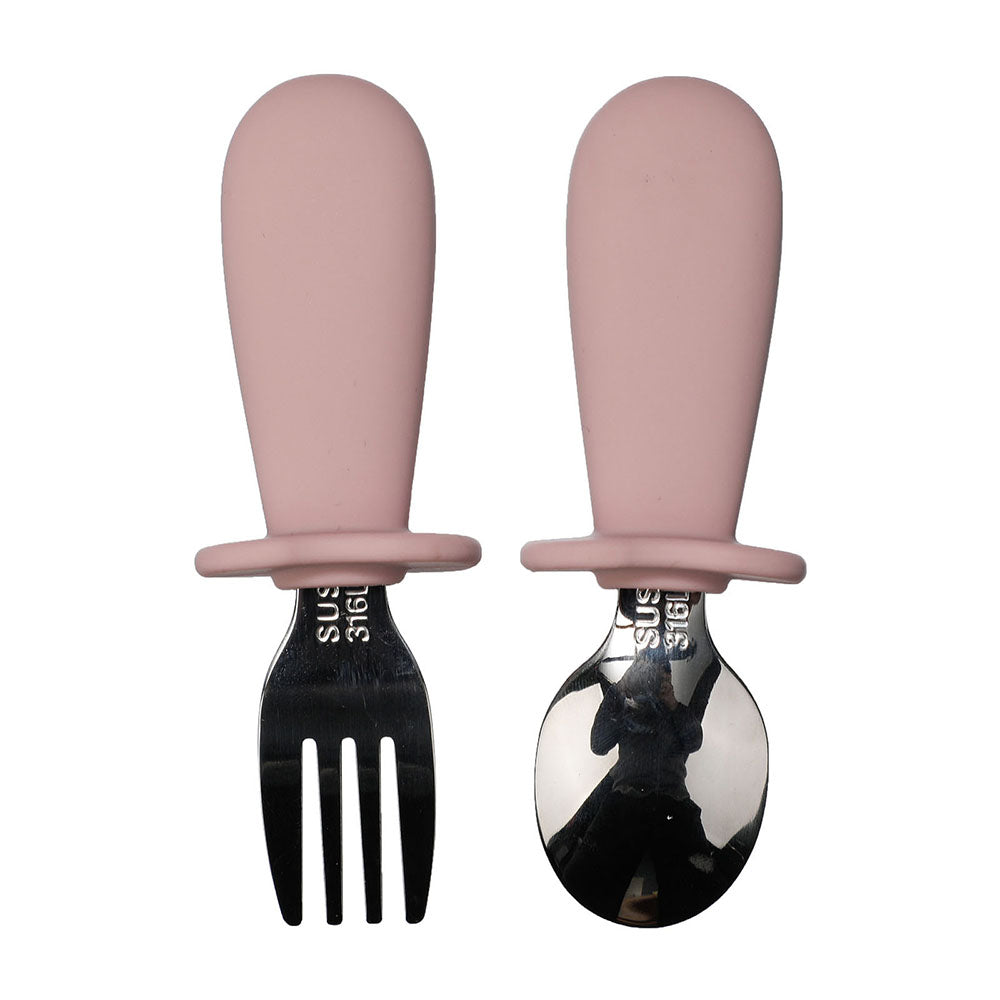 Silicone & Stainless Steel Utensils with Case (Spoon & Fork) - Nura Baby