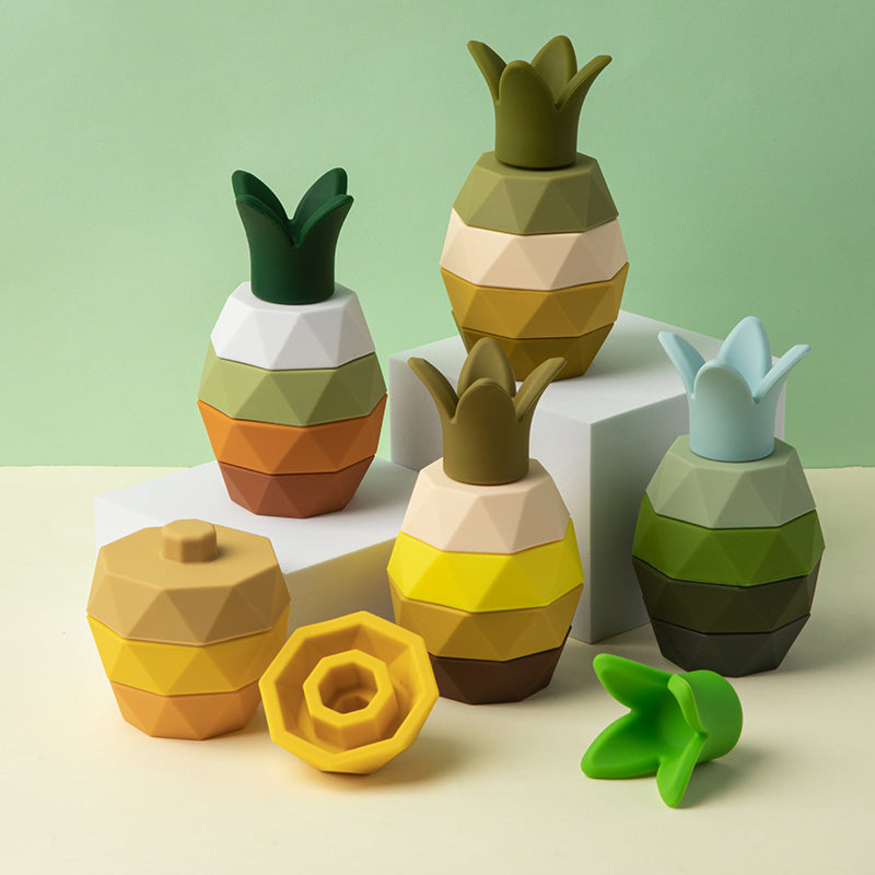 Kid Montessory Pineapple Building Blocks Silicone Stacking Toy