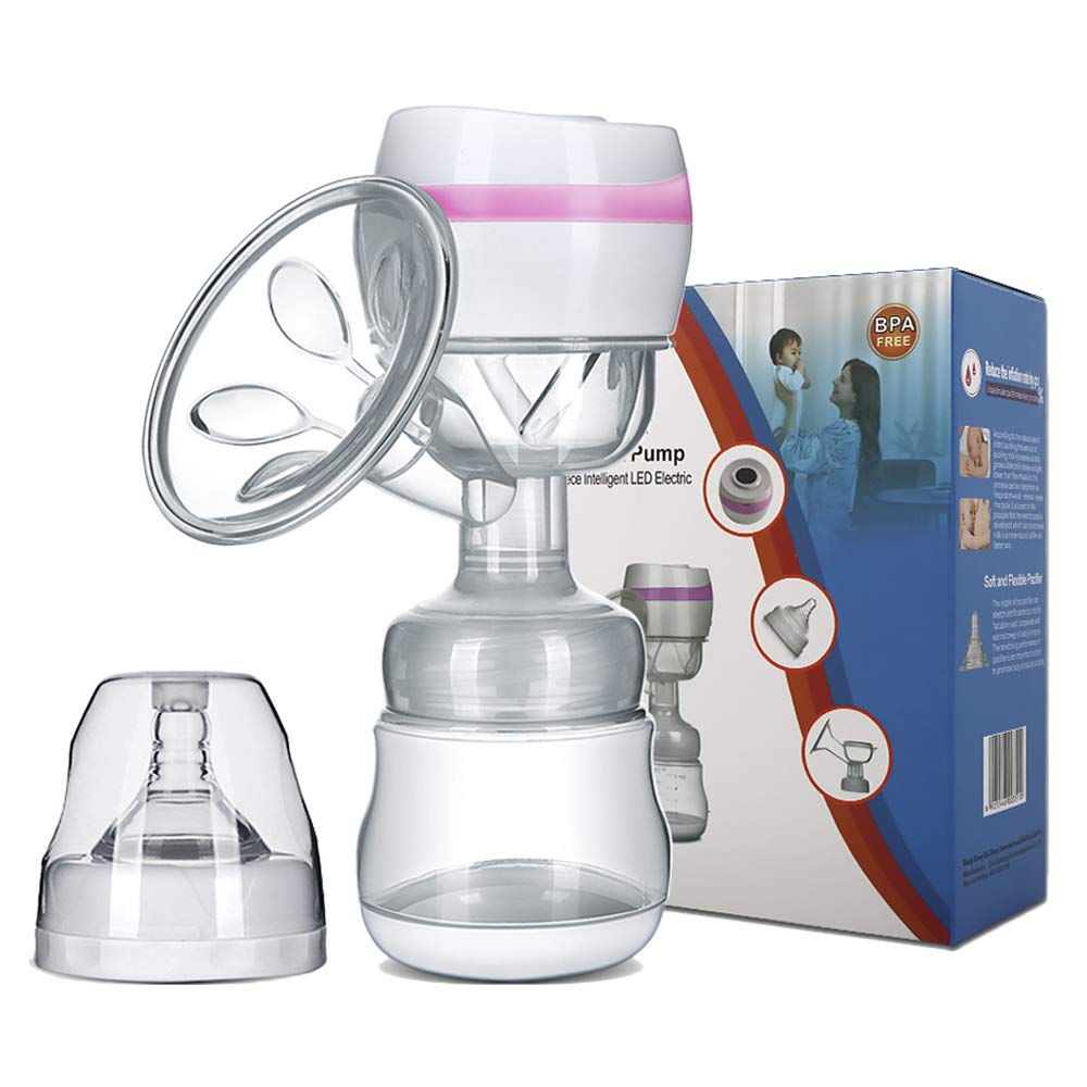 Electric Breast Pump Portable Battery Baby Milk Extractor (Pink)