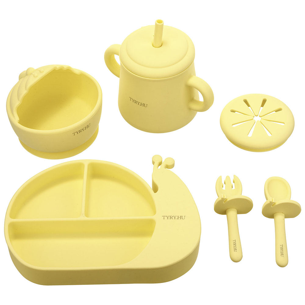 TYRY.HU Brand Dining Set Silicone Bowl Plate Cup With Fork & Spoon Full Set Eating Dishes