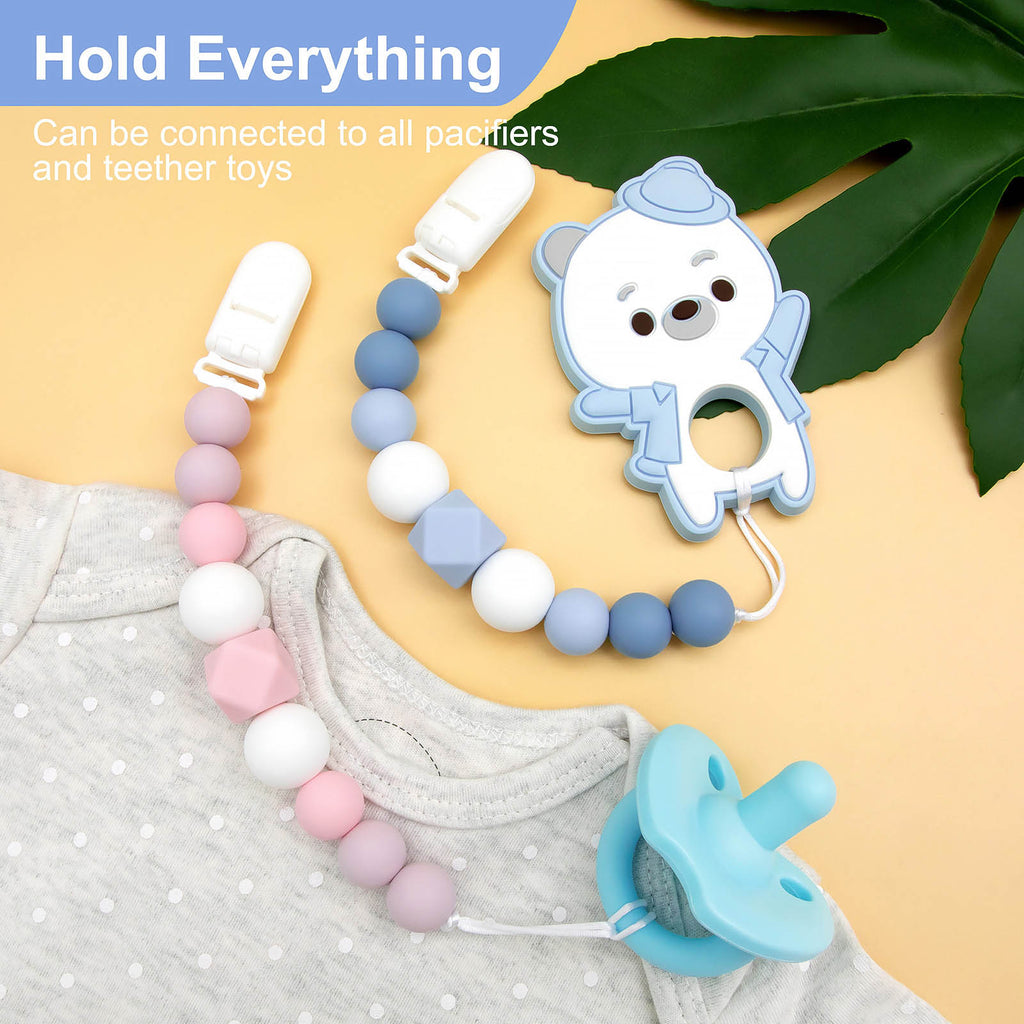 New Fashion Baby Pacifier Clips Pacifier Leashes Rope Crystal Beads Teether  Toys Chain Heart Shape Iron